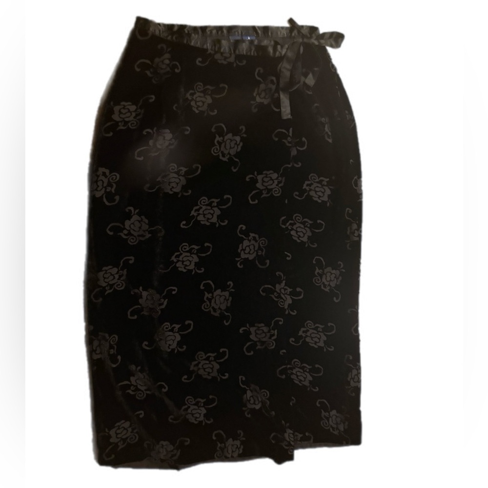 GAP Maxi Wrap Skirt Velvet Burnout Floral‎ Grunge Dark Romantic Goth Y2K- Size 8